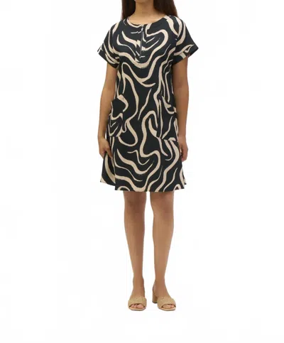 Joseph Ribkoff Abstract Print A-line Dress In Black/parchment