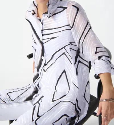 Joseph Ribkoff Abstract Print A Line Top In White/ Black In Multi