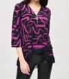 Joseph Ribkoff Abstract Print Asymmetric Top In Black/empress In Multi