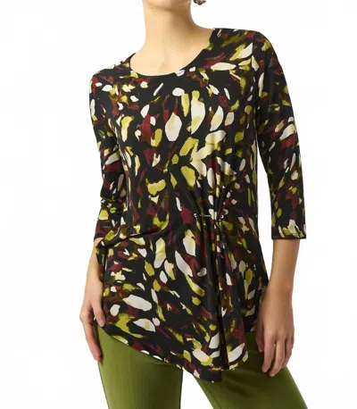 Joseph Ribkoff Abstract Print Asymmetric Tunic Top In Black/multi
