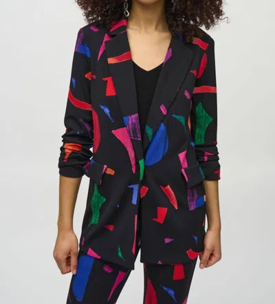 Joseph Ribkoff Abstract Print Blazer In Black/multi