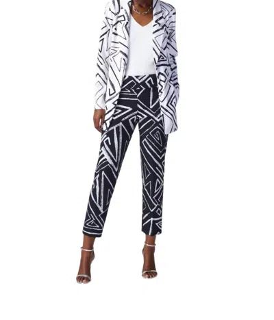 Joseph Ribkoff Abstract Print Blazer In Vanilla & Midnight Blue In Multi