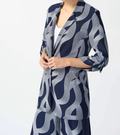 Joseph Ribkoff Abstract Print Boxy Blazer In Multi In Blue