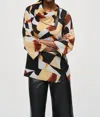 Joseph Ribkoff Abstract Print Boxy Sweater In Grey/multi