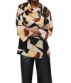 Joseph Ribkoff Abstract Print Boxy Sweater In Grey/multi In Multi
