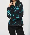 Joseph Ribkoff Bohemian Abstract Cowl Neck Top In Black Multi