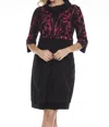 Joseph Ribkoff Abstract Print Cowl Neck Cocoon Dress In Black/pink