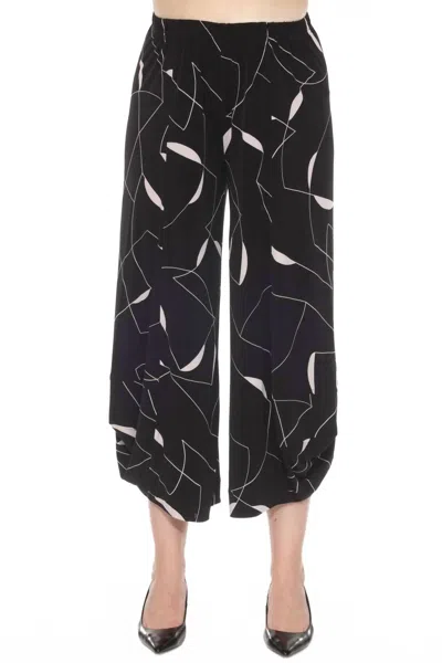 Joseph Ribkoff Abstract Print Crop Cocoon Pants In Black/moonstone In Multi