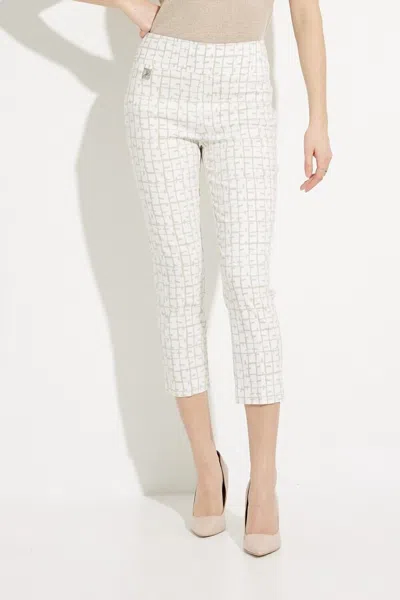Joseph Ribkoff Abstract Print Cropped Pants In Vanilla/moonstone In Multi