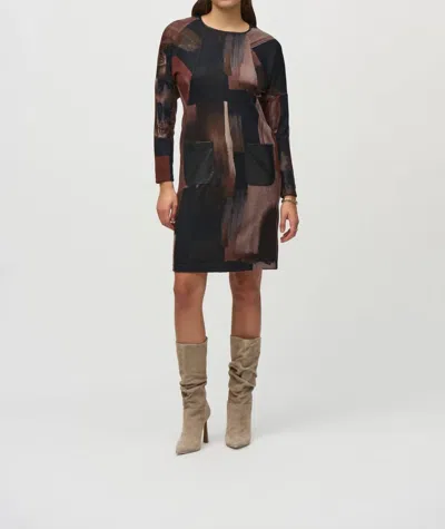 Joseph Ribkoff Abstract Print Dolman Sleeve Shift Dress In Multi