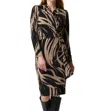 Joseph Ribkoff Two-tone Tie Front Blouse In Black/moonstone Abstract Print In Black