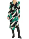 Joseph Ribkoff Abstract Print Wrap Dress In Black Multi In Multi