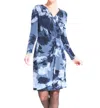 Joseph Ribkoff Abstract Print Dress In Black Patterned In Blue