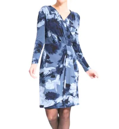 Joseph Ribkoff Abstract Print Dress In Black Patterned In Blue