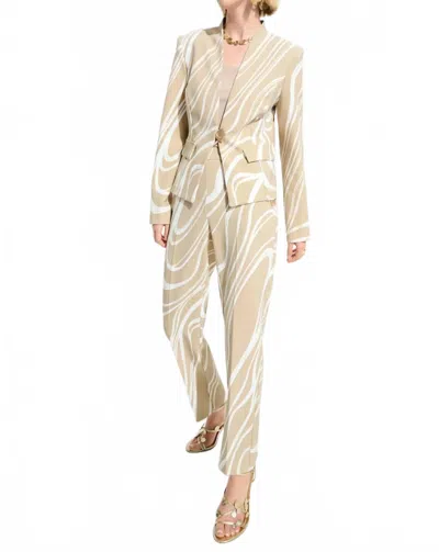 Joseph Ribkoff Abstract Print Fitted Blazer Jacket In Beige/vanilla In Purple