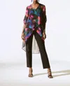 Joseph Ribkoff Abstract Print High Low Chiffon Tunic In Black/multi