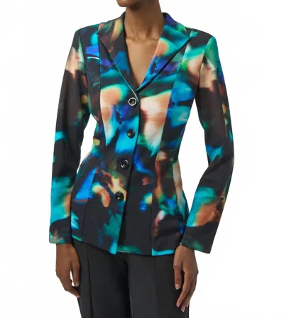 Joseph Ribkoff Abstract Print Long Sleeves Fitted Blazer In Black/multi