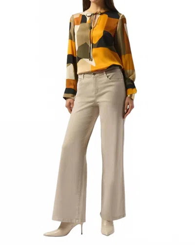 Joseph Ribkoff Abstract Print Long Sleeves Tunic Top In Black/multi In Brown
