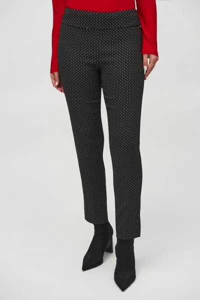 JOSEPH RIBKOFF ABSTRACT PRINT PULL ON SLIM ANKLE PANT IN BLACK/WHITE