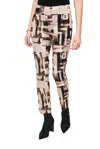 Joseph Ribkoff Millennium Abstract Print Slim Pull On Pants In Vanilla Multi In Neutral