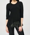 Joseph Ribkoff Abstract Print Round Neck Long Sleeve Tunic In Black/green