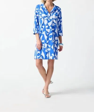 Joseph Ribkoff Abstract Print Shirt Dress In Royal And White In Blue