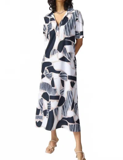 Joseph Ribkoff Abstract Print Short Sleeve Maxi Shirt Dress In Vanilla/multi