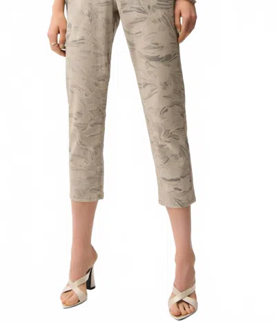 Joseph Ribkoff Metallic Abstract Print Slim Crop Jeans In Beige In Multi