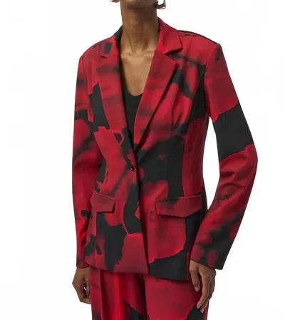 Joseph Ribkoff Abstract Print Straight Blazer In Black/red In Multi