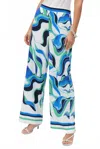 Joseph Ribkoff High Waist Abstract Trousers In Blue In Multi