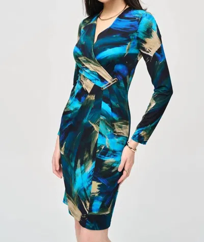 Joseph Ribkoff Abstract Print Wrap Dress In Black Multi