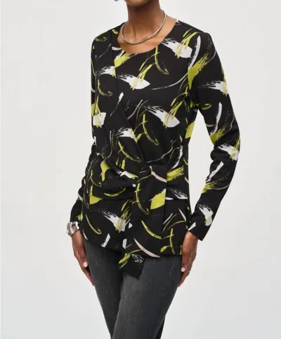 Joseph Ribkoff Abstract Print Wrap Front Top In Black/multi