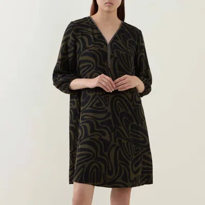 Joseph Ribkoff Abstract Printed Mini Dress In Black/green