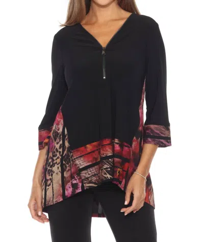 Joseph Ribkoff Abstract Stripes High Low Tunic In Black/multi