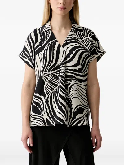 Joseph Ribkoff Abstract-print Short-sleeve Blouse In Black