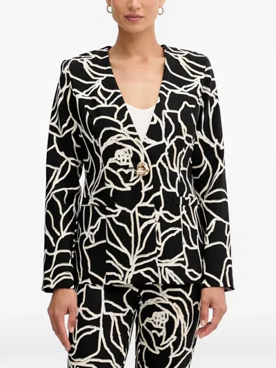 Joseph Ribkoff Abstract-print Single-breasted Blazer In Black