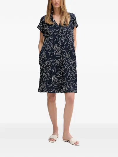 Joseph Ribkoff Abstract-print V-neck Mini Dress In Blue