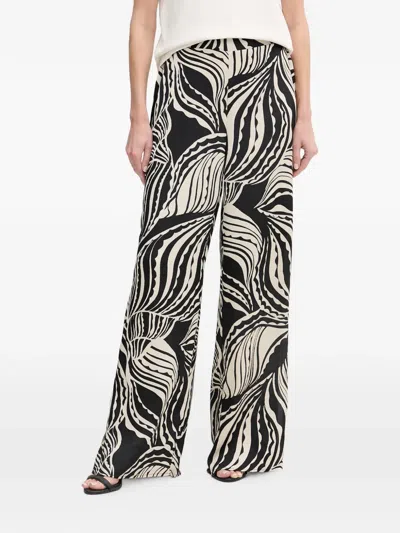 Joseph Ribkoff Abstract-print Wide-leg Palazzo Pants In Black