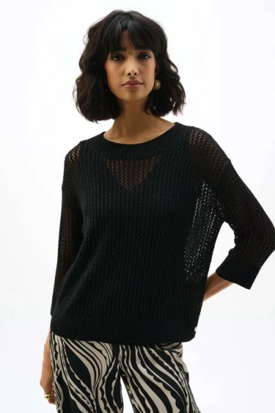 Joseph Ribkoff Acrylic Blend Open Stitch Sweater In Black