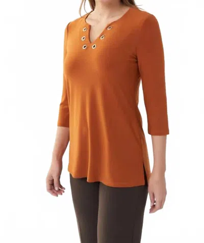 Joseph Ribkoff Amber V Neck Top In Rust In Brown