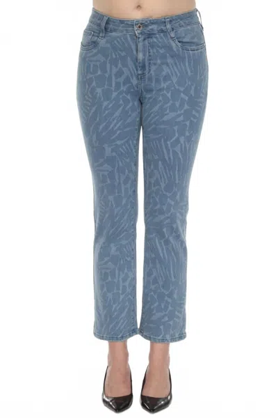 Joseph Ribkoff Animal Pattern Straight Jeans In Blue/denim