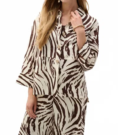Joseph Ribkoff Animal Print A Line Blouse In Beige/brown In Multi