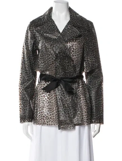 Pre-owned Joseph Ribkoff Animal Print Biker Jacket In Multi