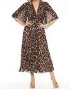 Joseph Ribkoff Animal Print Chiffon Dress In Beige/black In Brown