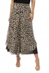 Joseph Ribkoff Animal Print Chiffon Reversible Culotte Pants In Beige/black In Brown