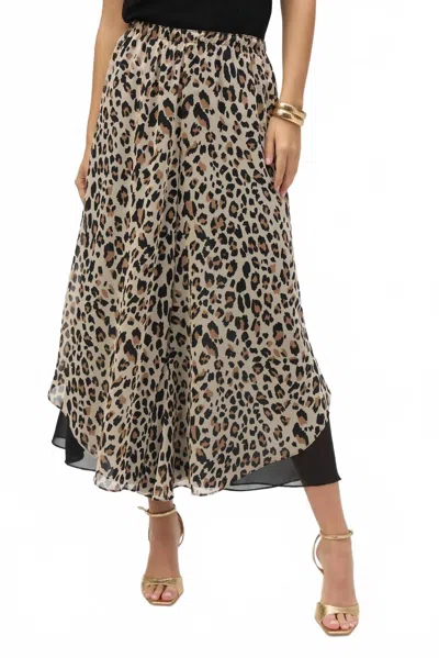 Joseph Ribkoff Animal Print Chiffon Reversible Culotte Pants In Beige/black In Brown