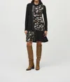Joseph Ribkoff Animal Print Cowl Neck A-line Dress In Black/multi