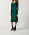Joseph Ribkoff Animal Print Cowl Neck Midi Dress In Green/blk In Green