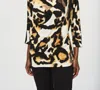 Joseph Ribkoff Animal Print Cowl Neck Tunic In Off-white/multi