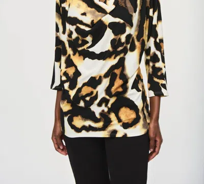 Joseph Ribkoff Animal Print Cowl Neck Tunic In Off-white/multi